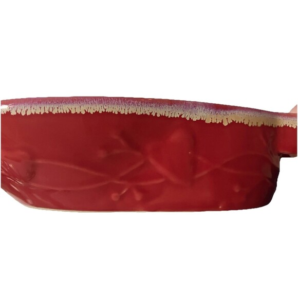 VTG LTD Commodities Drip Glaze Pottery Soup & Cracker Chip Dip Snack Bowl Red - Picture 6 of 9